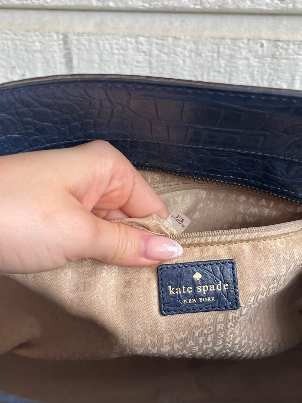 KATE SPADE Navy Blue Large Mulberry Lane Court Leila Laptop Tote Shoulder Bag